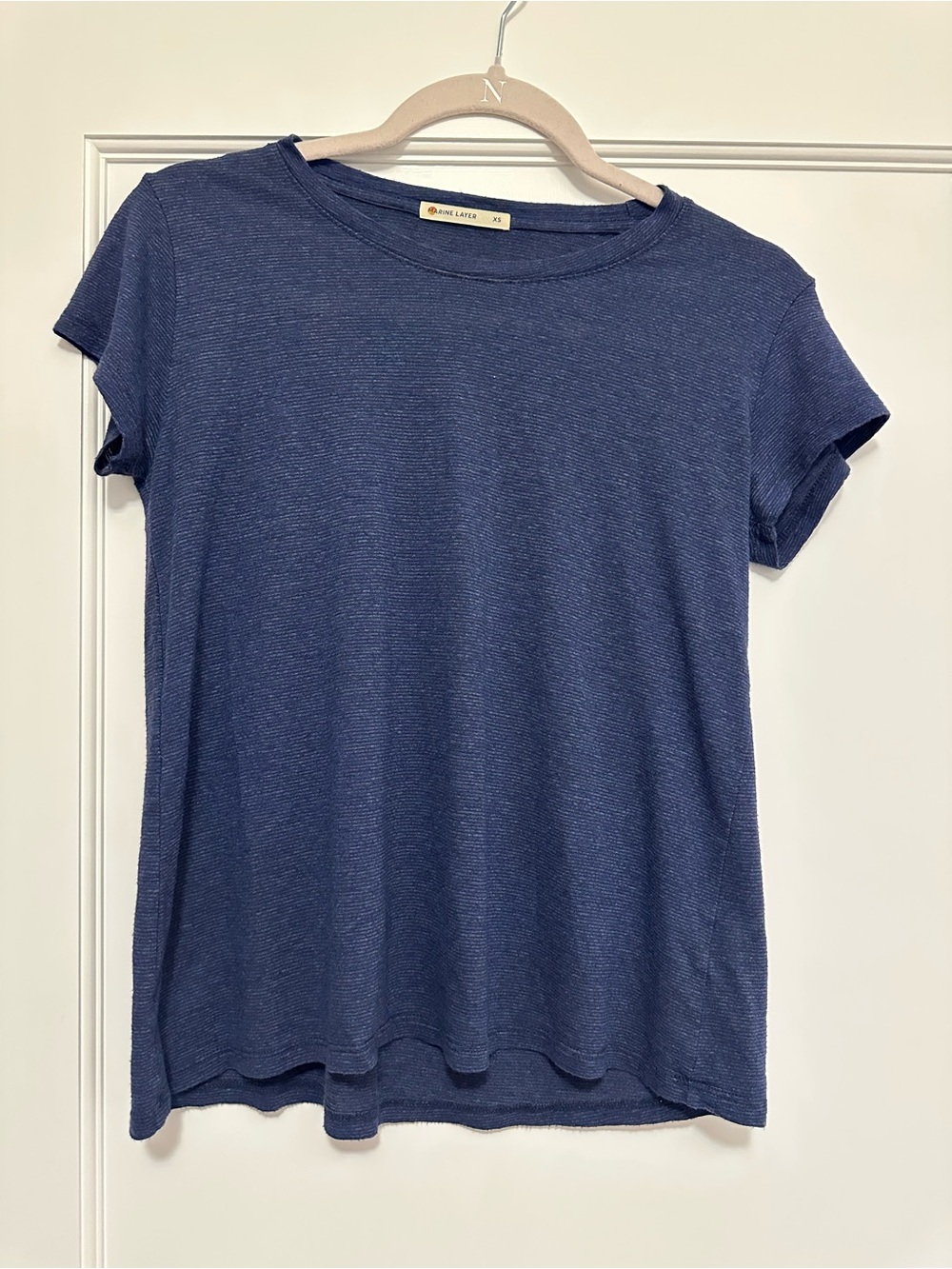 Marine Layer Navy Slub-Knit Short Sleeve Crew Tee
